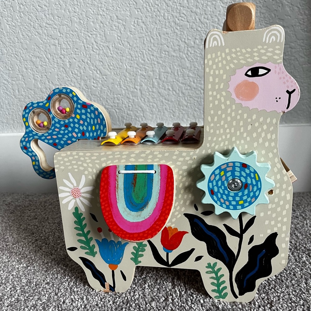 Manhattan Toy Company Wooden Musical Lilli Llama - Incl Mallets & Shaker Tail